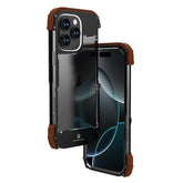 R-JUST Ironwood Generation Metall-Hybrid-Holz-Telefonhülle, Für iPhone 16 Pro Max, Für iPhone 16 Pro, Für iPhone 16 Plus, Für iPhone 16, Für iPhone 15 Pro Max, Für iPhone 15 Pro, Für iPhone 15 Plus, Für iPhone 15